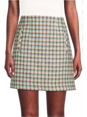 Veronica Beard Women's Checked Roman Tweed Sparkly Mini Skirt 6
